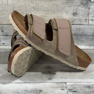 BIRKENSTOCK Uji Nubuck-Suede Leather Sandals in Taupe - Sz-8-8.5 .US / 39 .EU